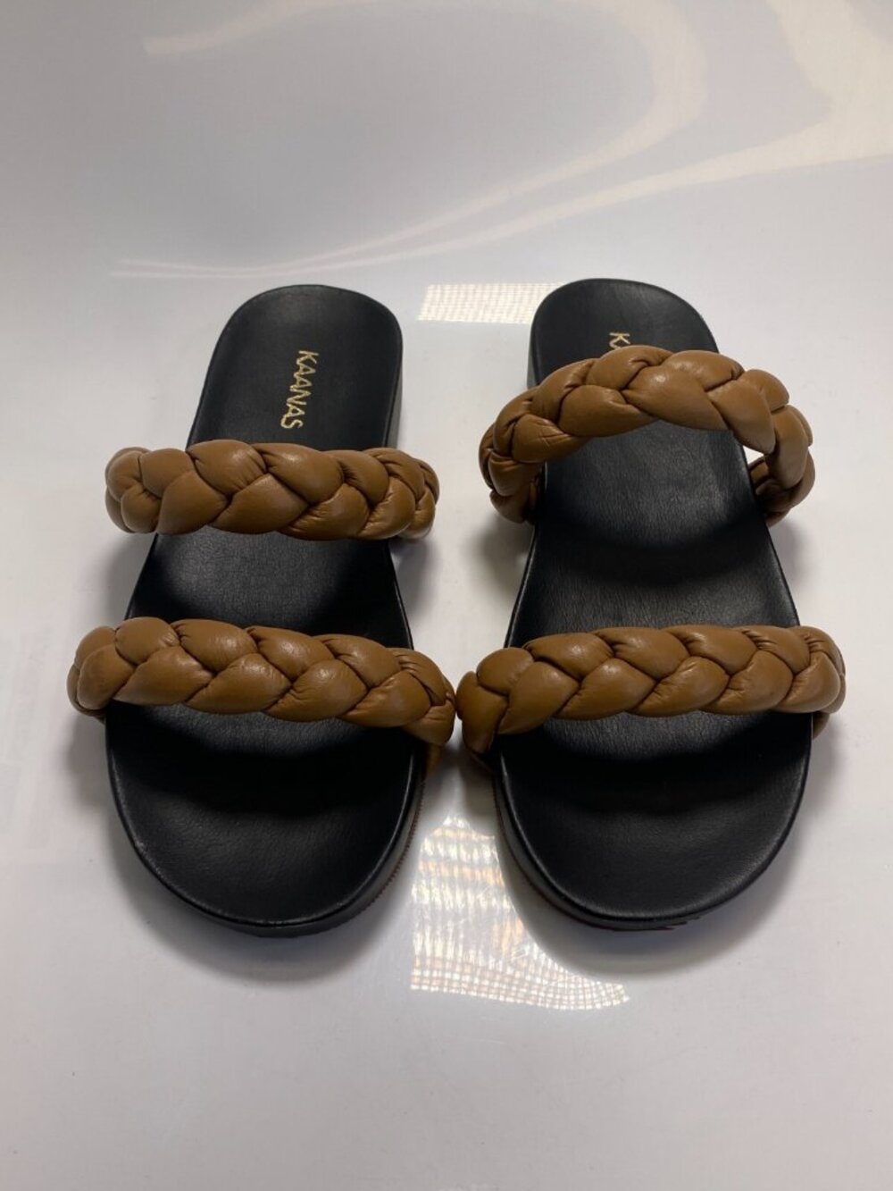 Kaanas Womens Coco Braid Strap Brown & black Sandal Sz 10